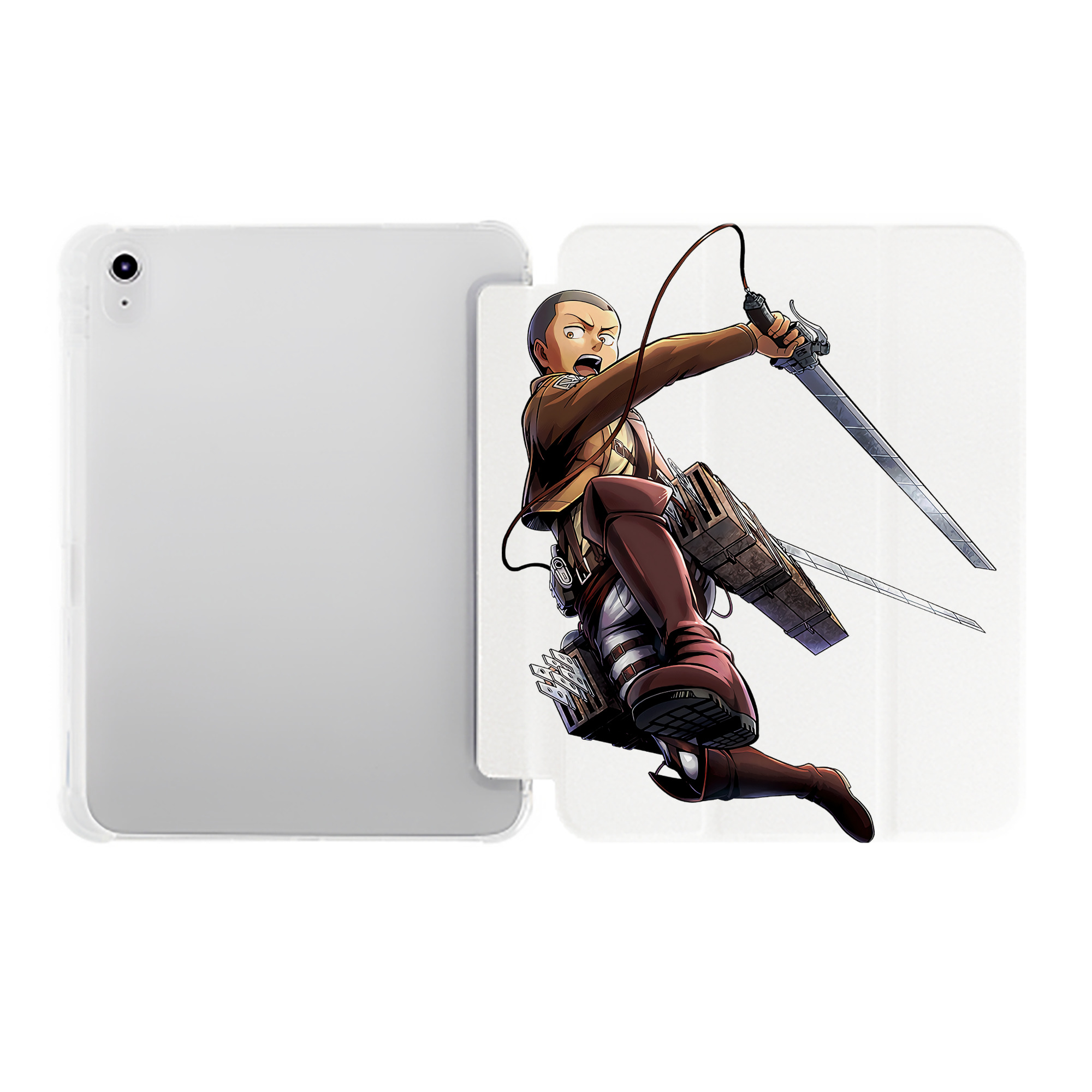 （画像用） 進撃の巨人 コニー·スプリンガー Attack on Titan Connie Springer IPad ケース ペン収納付き 三つ折りスタンド PUレザー×シリコン 対応機種9.5/10.5/10.9インチ